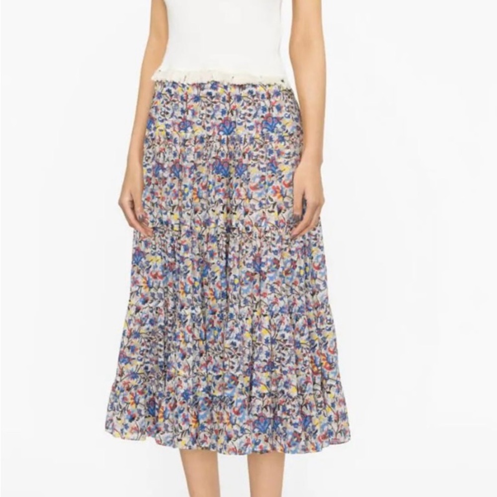 Isabel Marant ÉTOILE ELFA Floral midi blue Women's Midi Skirt like bew 4 6